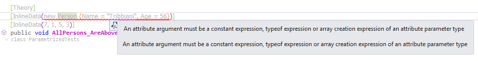 InlineData Attribute Doesn't Work With Complex Types