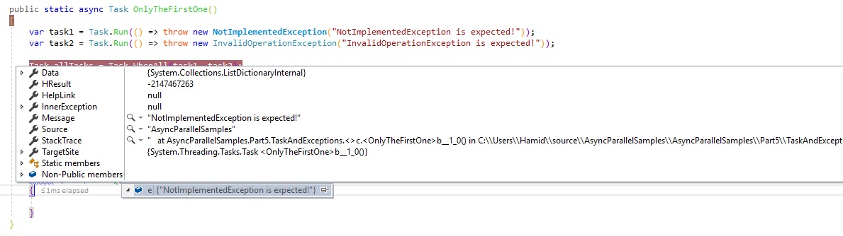 Task exception. ПРОФЬЮЗ таск РАН. Async перевод. Throw exception c#.