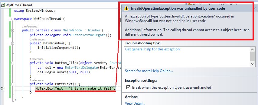 System invalidoperationexception c. Null reference exception Unity. C# SYNCHRONIZATIONCONTEXT in different apps.